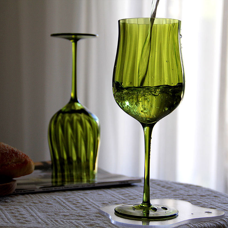French Vintage Green Stemmed Glass