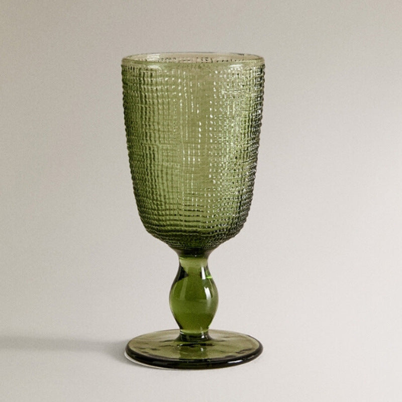Embossed Fabric-Textured Stemmed Glass