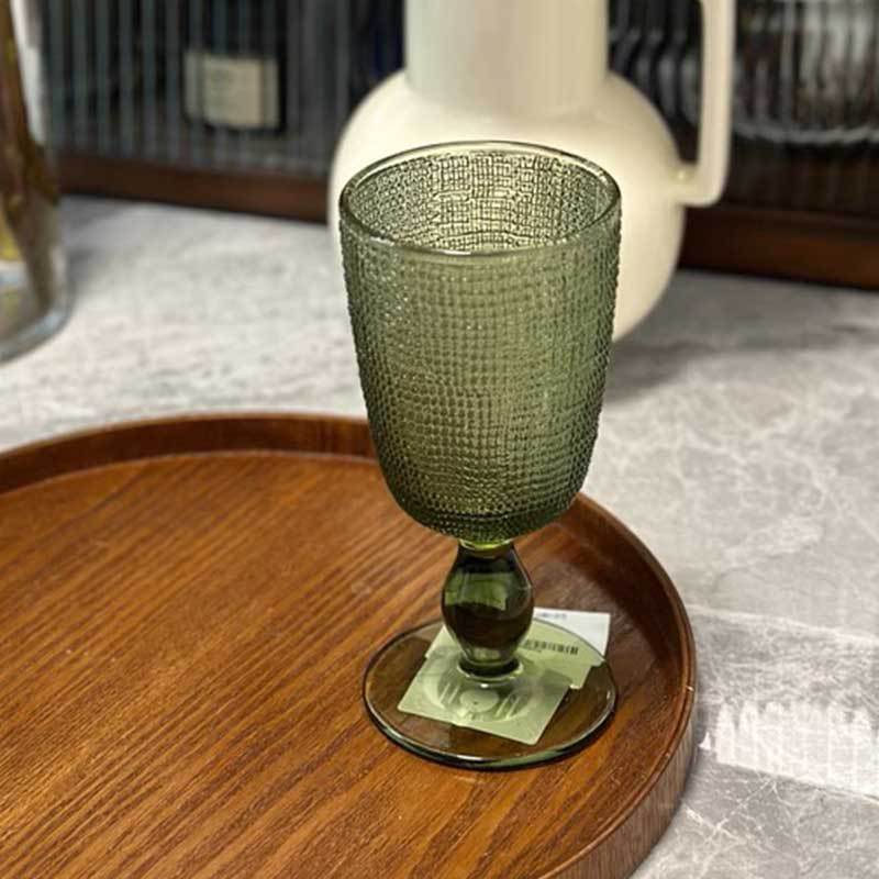 Embossed Fabric-Textured Stemmed Glass