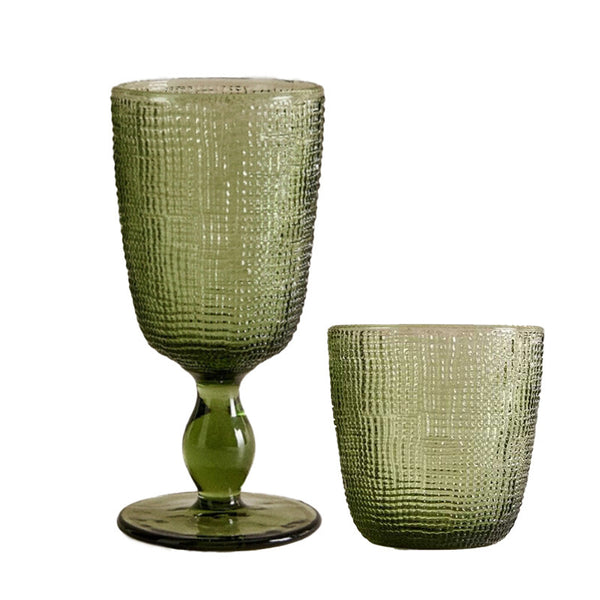 Embossed Fabric-Textured Stemmed Glass