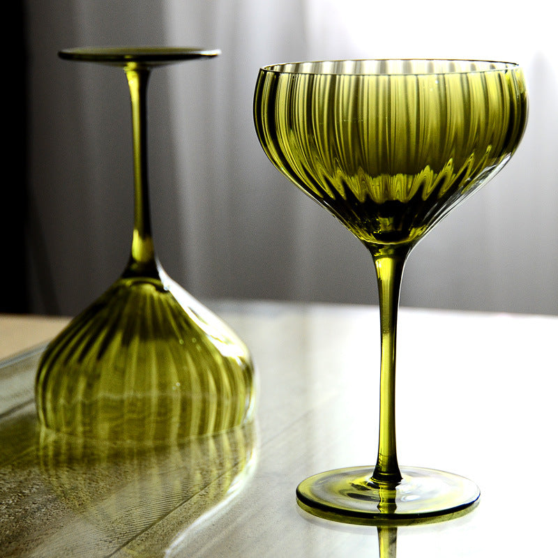 French Vintage Green Stemmed Glass