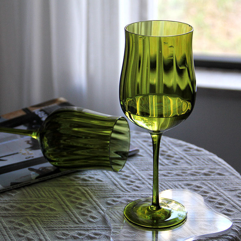 French Vintage Green Stemmed Glass
