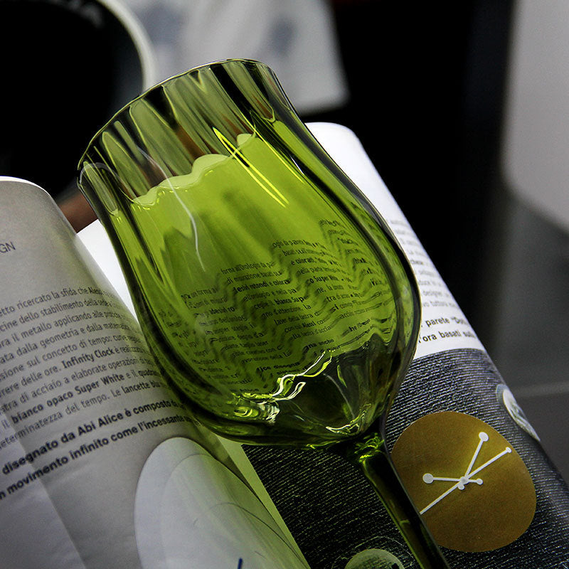 French Vintage Green Stemmed Glass